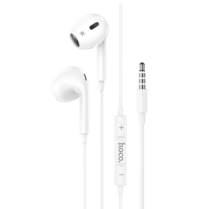 Earphones Max for 3.5mm Audio Jack. Wired, In-ear, Mic, Volume and Call answer buttons. Plug and Play. Hoco M101 Max. White