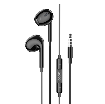 Earphones Max for 3.5mm Audio Jack. Wired, In-ear, Mic, Volume and Call answer buttons. Plug and Play. Hoco M101 Max. Black
