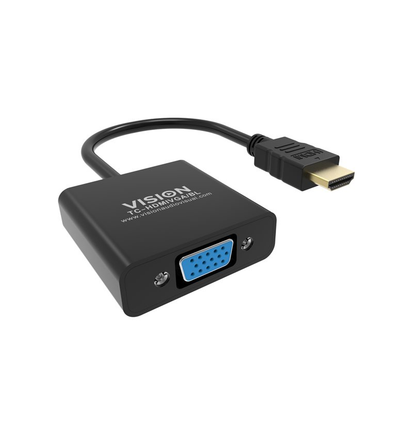 HDMI to VGA 15cm Adapter. Male to Female. Professional installation-grade. Black. VISION