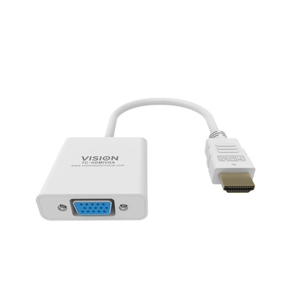 HDMI to VGA  15cm Adapter. Male to Female. Professional installation-grade. White. VISION