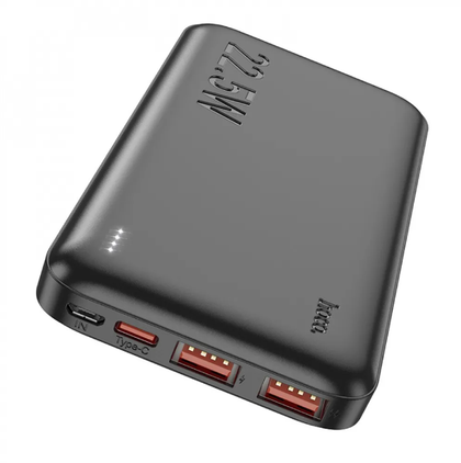 HOCO 20000 mAh Power Bank Fast Charge PD Type-C 65Wh combined Three ports USB-C USB A Black J101A iPhone Android Tablet iPad black