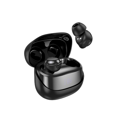 HOCO EW200 Elegant Wireless Bluetooth 5.4 Earbuds – Black, Touch Control, LED Display, Sleep-Friendly Design
