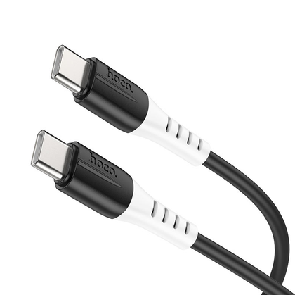 Hoco 1M 60W 3A USB-C to USB-C cable. Fast charge/data for iPhone 15, iPad 2020 to 2023, laptops, Samsung & android phones with USB C port. X82 Black