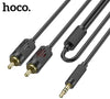 Hoco 3.5mm to 2 RCA Cable: Premium audio clarity, 1.5m length, gold-plated connectors, versatile compatibility. UPA28
