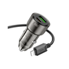 Hoco 38W Car Charger with Cable for iPhone 5 to 14, iPad (Pre 2019). Dual Port. 1x USB-C. 1 x USB-A. Car Charger PD20W + QC3.0. DC12-24V. Black. Z52