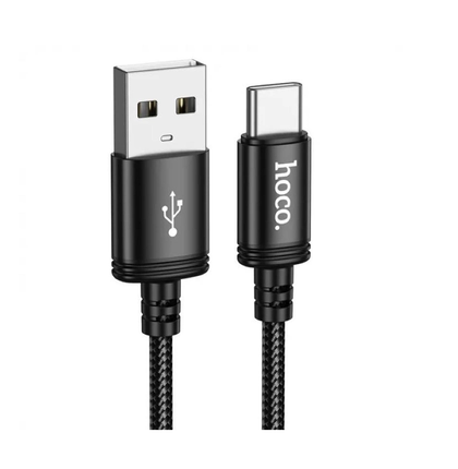 Hoco 3 metre 3a USB-A to USB-C, for Android and USB-C Devices. Braided cable. Fast charge/data cable. X91 Black