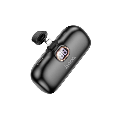 Hoco B37-A5I Sailer Mini Pocket Capsule Power Bank 5000mAh Fast Charge for iPhone 5–14 – Black