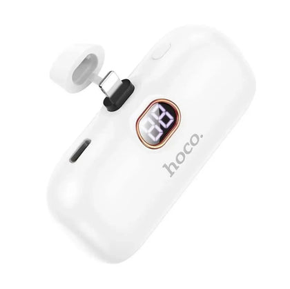 Hoco B37-A5I Sailer Mini Pocket Capsule Power Bank 5000mAh Fast Charge for iPhone 5–14 – White