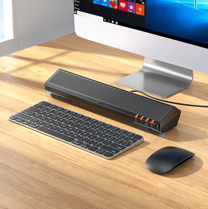Hoco BS66 Mini Bluetooth Sound Bar Speaker, 5W, USB/TF/FM/AUX, Portable Desktop Audio – Black