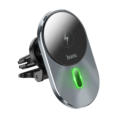 Hoco CA91 Magic MagSafe Magnetic Car Vent Wireless Charger 15W Fast Charging Phone Holder for iPhone 12 Series – Grey
