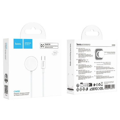 Hoco CW59 Type-C Wireless Charger for Apple Watch & Samsung Galaxy Watch – White
