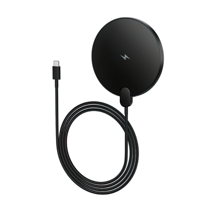 Hoco CW62 MagSafe Wireless Charger 15W Fast Charging Pad with LED Display – Black (USB-C, Aluminum, 1.2 m Cable, Qi Compatible)