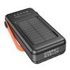 Hoco DB33 Plus 30000mAh Solar Power Bank with Built-In Cables, 22.5W Fast Charging & LED Flashlight – Black