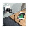 Hoco DC16 Dual Port USB-A Charging Plug with One USB-A to USB-C Cable. 2.4A. Black