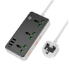 Hoco DC56 Cool Power Strip Socket Extension Board 3 AC Outlets + 3 USB + 1 Type-C, 2M Cable, 2500W, 18W Fast Charging