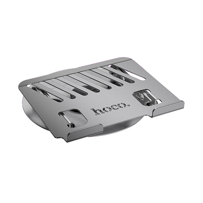 Hoco DH21 Leader Mini Rotating Metal Laptop Stand – Adjustable Aluminum Ergonomic Notebook Holder, 70° Tilt, Silver