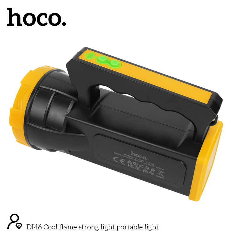 Hoco DI46 Cool Flame Long Range Portable LED Light – 1200mAh Rechargeable Flashlight with Type-C Charging – Black