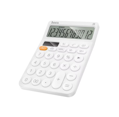Hoco DI83 12-Digit Electronic Calculator – Solar & Battery Powered – White