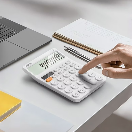 Hoco DI83 12-Digit Electronic Calculator – Solar & Battery Powered – White