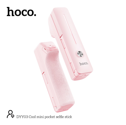 Hoco DYY03 Cool Mini Pocket Selfie Stick Pink. 7-Section Telescopic, 360°/180° Rotation, for 4.5-7.2