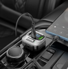 Hoco E75 Car Wireless Bluetooth FM Transmitter. Mic for calls. 3.5mm AUX input. Supports 32GB USB. USB-A 20W QC3.0. USB-C PD 30W. DC 12-24V Charging.