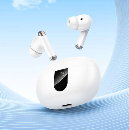 Hoco EQ26 True Wireless Earbuds Bluetooth 5.4 Headphones with ANC+ENC Noise Cancelling, Charging Case – White