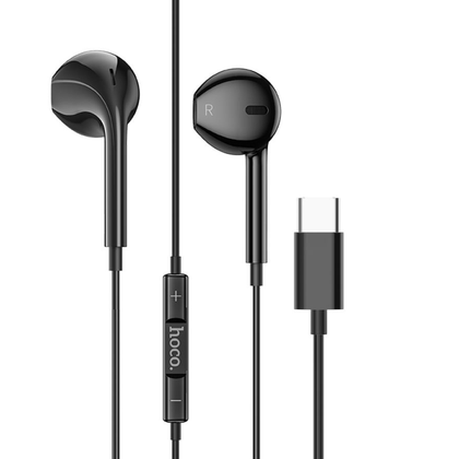 Hoco Earphones headset for iPhone Android Volume Buttons and Microphone with USB C. 3D surround sound. M101. Black. iPhone 15,16,17, Android