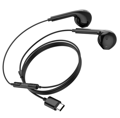 Hoco Earphones headset for iPhone Android Volume Buttons and Microphone with USB C. 3D surround sound. M101. Black. iPhone 15,16,17, Android
