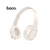 Hoco Folding Milky white, Wireless headphones, Bluetooth. Microphone, 3.5mm AUX, 20 hr music/talk time and 120hr standby. W46.