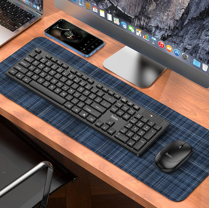Hoco GM17 Professional Wireless Keyboard and Mouse Set – 2.4G USB, English Layout, Black, 104 Keys, Adjustable DPI