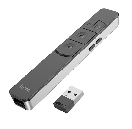 Hoco GM202 Wireless Bluetooth Laser Presenter Silver – 2.4GHz Remote Control, Red Laser, Rechargeable 180mAh Battery