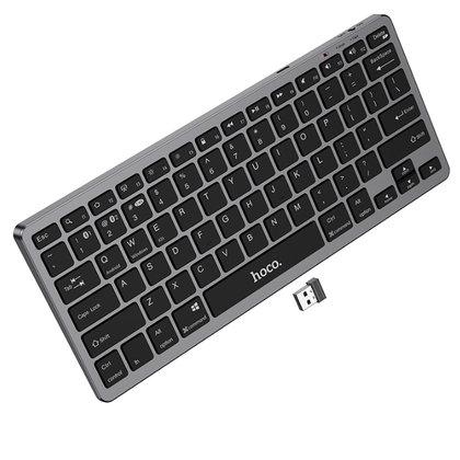 Hoco GM32 Wisdom Ultra Slim Wireless Keyboard Black – Dual-Mode Bluetooth 5.0 & 2.4GHz USB, 78 Keys for MacBook, Laptop & PC