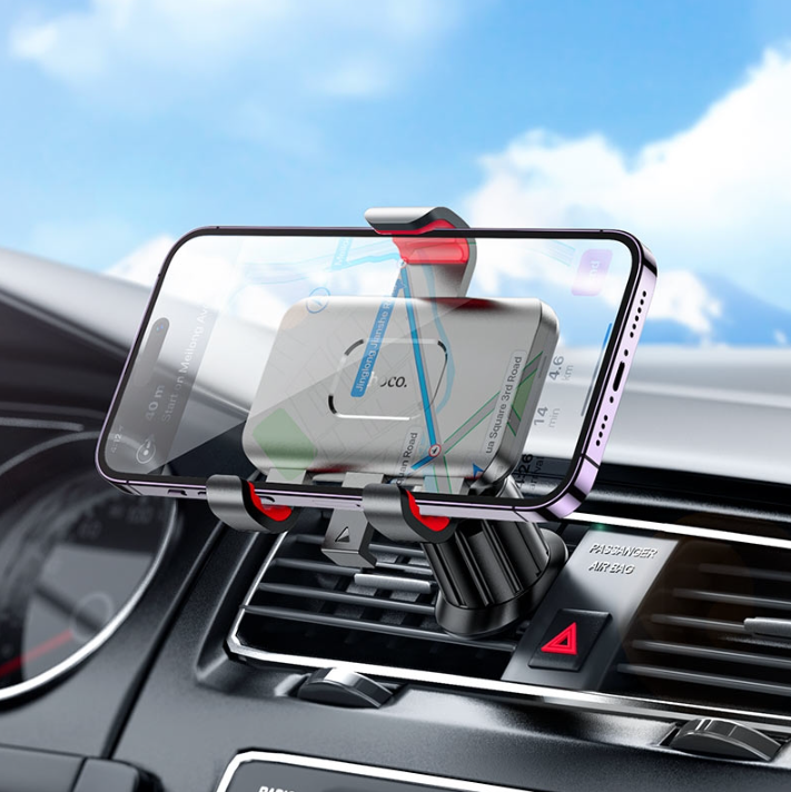 Hoco H21 Dragon Automatic Air Vent Clamp Car Phone Holder – 360° Rotation, Press-Type Grip, Universal 4.7-7" Compatibility – Black