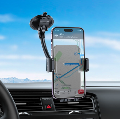 Hoco H38 Cheetah Flexible Car Phone Holder Black – Dashboard & Windshield Mount, 360° Rotation, Press Clamp, Fits 4.5–7
