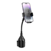 Hoco H63 Utmost Car Cup Holder Phone Mount, Push-Type Clamp, 360° Rotation, Flexible Rod, for 4.5–7" Phones, Black