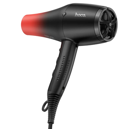 Hoco HP15 Professional Hot & Cold Air Hair Dryer – 2400W Powerful Motor, Lightweight & Fast Drying. Red & Black