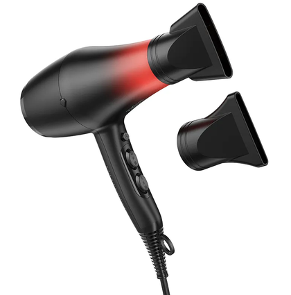 Hoco HP15 Professional Hot & Cold Air Hair Dryer – 2400W Powerful Motor, Lightweight & Fast Drying. Red & Black