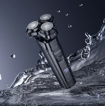 Hoco HP32 Electric Shaver for Men, 3-Blade Wet & Dry Razor, Waterproof, LED Display, Travel Lock – Black