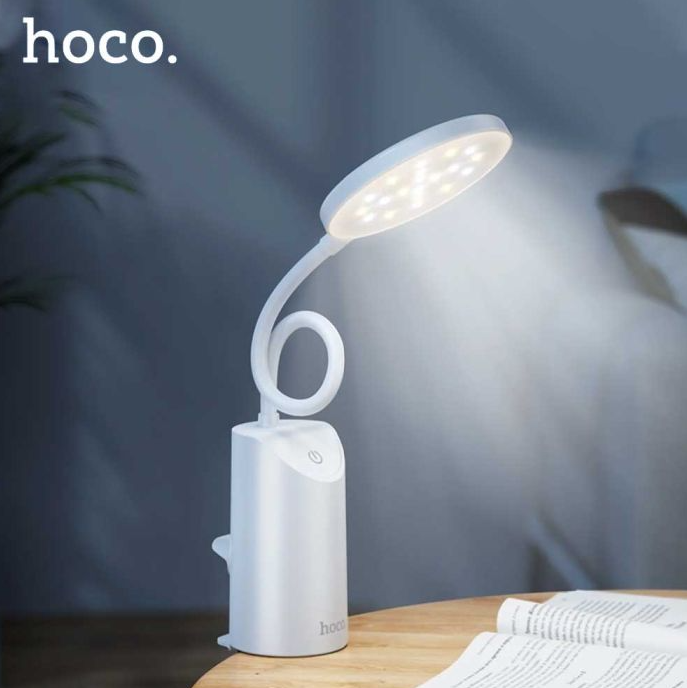 Hoco HX10 Rechargeable Desk Lamp with Clamp, Adjustable Brightness & Color Temperature, 1200mAh Battery, 2W LED Light