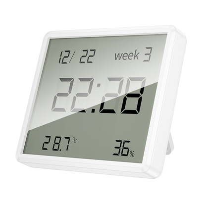 Hoco HX41 Indoor 5-in-1 Electronic Day Time Clock with Hygrothermometer LCD Display White