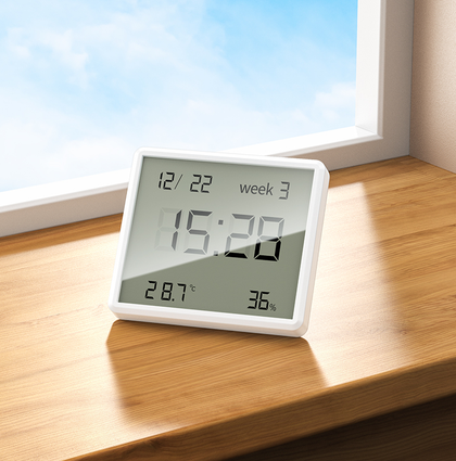 Hoco HX41 Indoor 5-in-1 Electronic Day Time Clock with Hygrothermometer LCD Display White