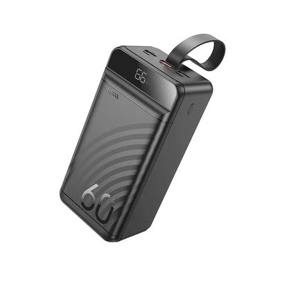 Hoco J123C 60000mAh Power Bank with Digital Display, PD20W Fast Charging & Built-In LED Light – Black