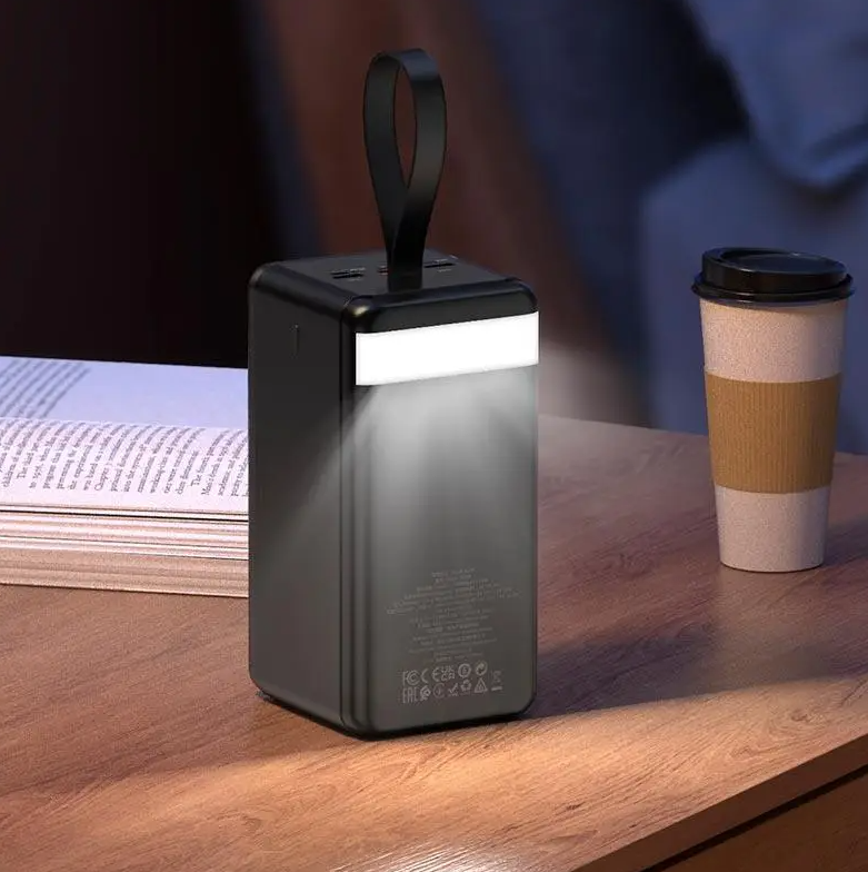 Hoco J123D 90000mAh Power Bank with 22.5W PD Fast Charging, 3 USB & Type-C, Torch Light – Black