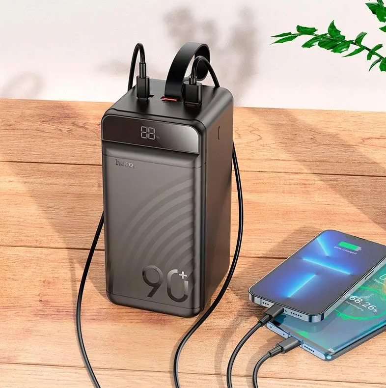 Hoco J123D 90000mAh Power Bank with 22.5W PD Fast Charging, 3 USB & Type-C, Torch Light – Black
