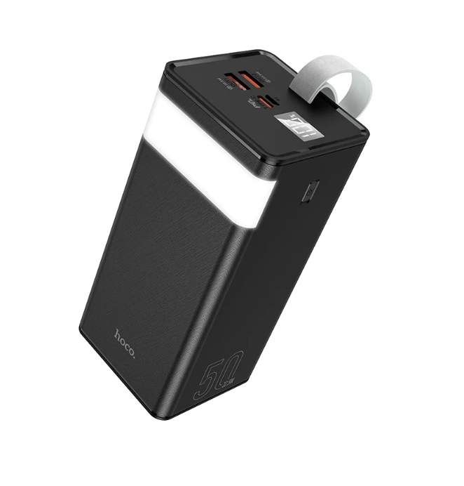 Hoco J86A Powermaster 50000mAh Power Bank with LED Lamp, 22.5W Fast Charging, USB & Type-C Output – Black