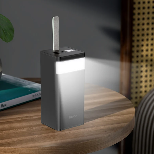 Hoco J86A Powermaster 50000mAh Power Bank with LED Lamp, 22.5W Fast Charging, USB & Type-C Output – Black