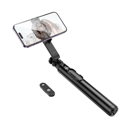 Hoco K25 Sherkhan 4ft Magnetic Aluminum Alloy Anti-Shake Selfie Stick Tripod with Bluetooth Remote. Black