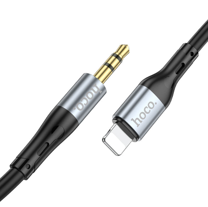 Hoco iPhone to 3.5mm Cable. Connect iPhone 5-14 to Speakers, Cars. 1m, Silicone, Aluminium. Superior Audio, Stylish Black Design. UPA22