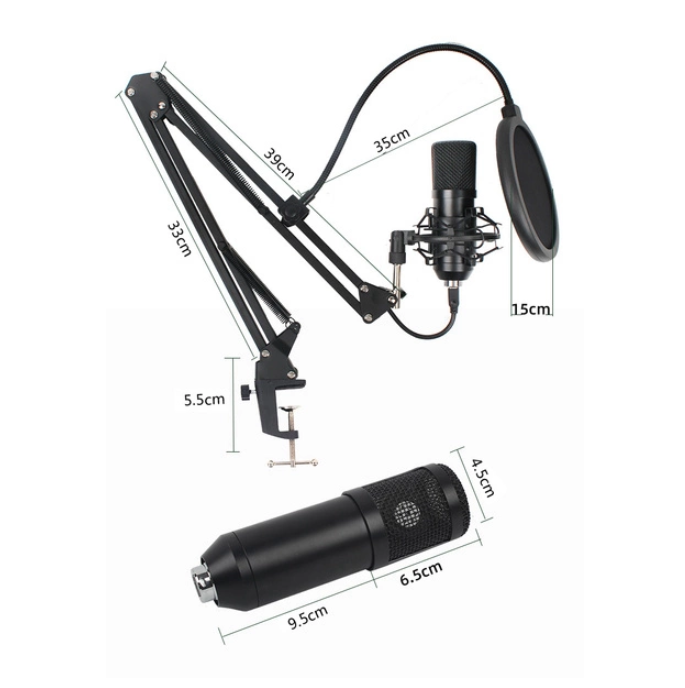 Hoco Studio USB Condenser Gaming Microphone with Boom Arm, Shock Mount, POP Filter & Windshield – Plug & Play for PC & Mac
