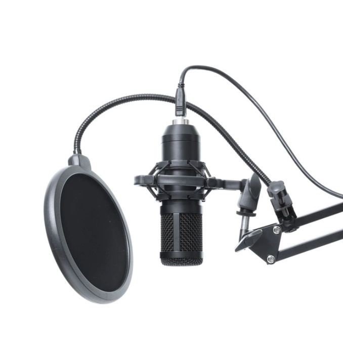 Hoco Studio USB Condenser Gaming Microphone with Boom Arm, Shock Mount, POP Filter & Windshield – Plug & Play for PC & Mac